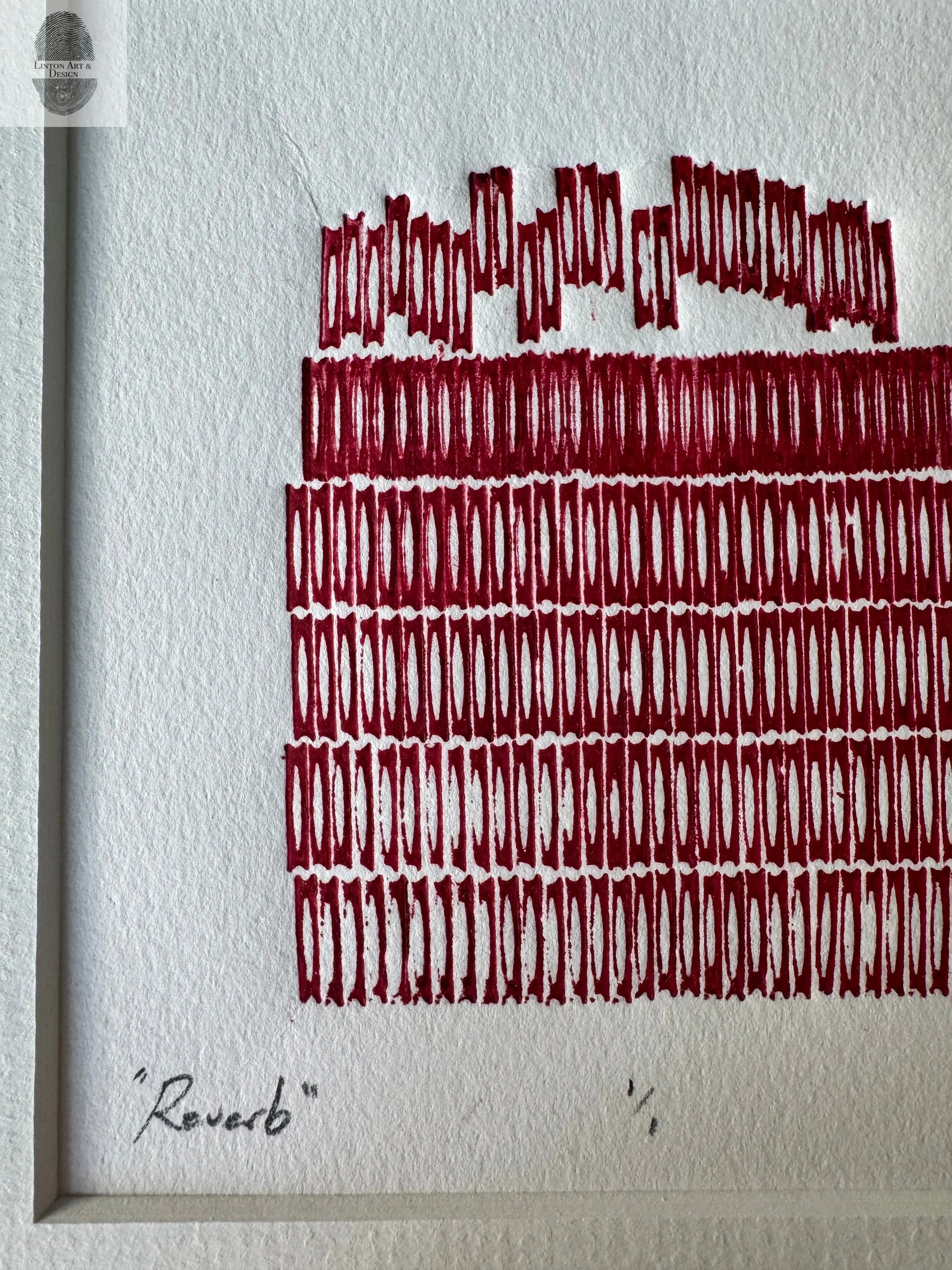 Abstract Letter Type Print, Monotype, Matted, 14.5x14.5 inches lintonart