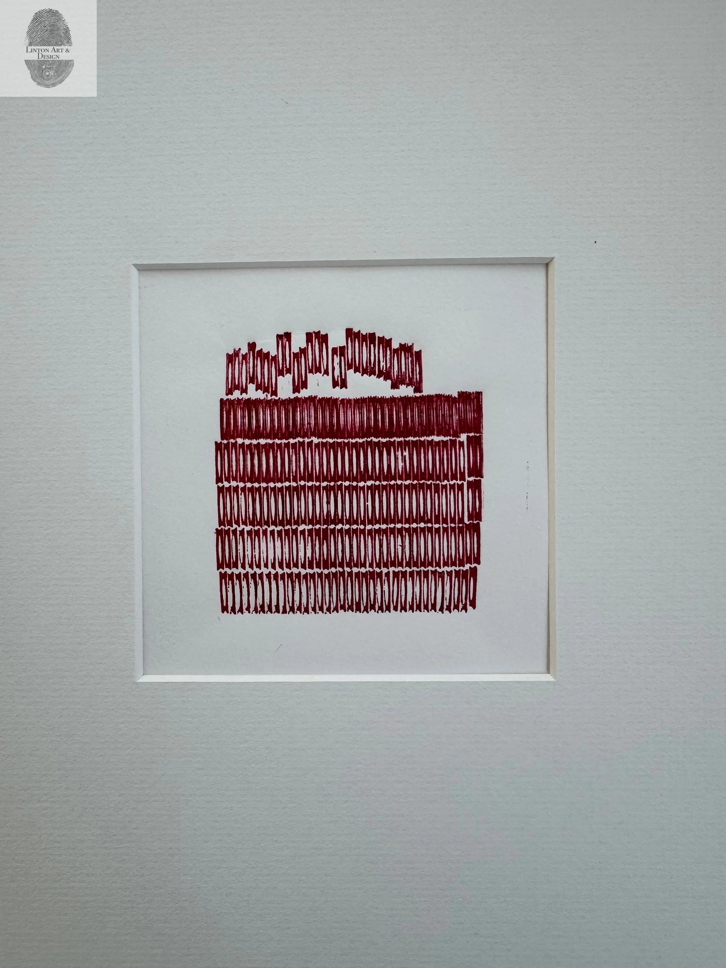 Abstract Letter Type Print, Monotype, Matted, 14.5x14.5 inches lintonart