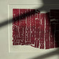 Abstract Red Letter Type Print, Matted, 17x19.5 inches lintonart
