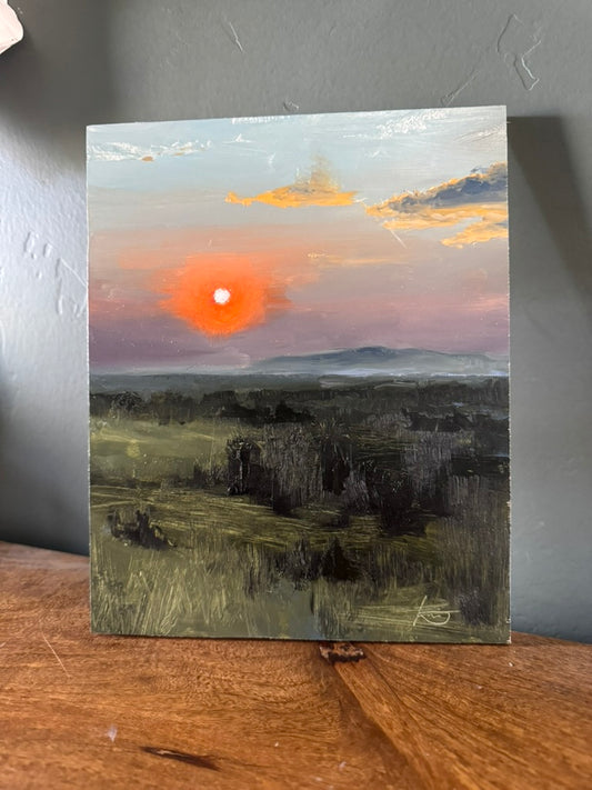 Smokey Sunset. 8x10 Original Oil Painting