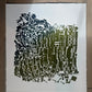 "Breaking Ranks" Abstract Green and Blue Letter Type MonoPrint 16.5x18.25 inches lintonart