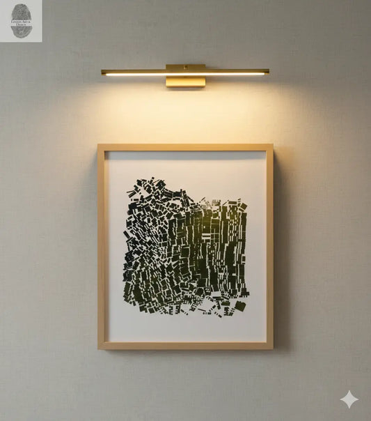 "Breaking Ranks" Abstract Green and Blue Letter Type MonoPrint 16.5x18.25 inches lintonart