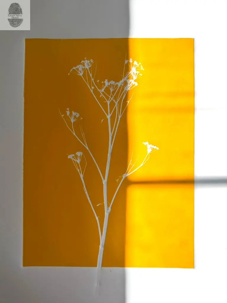 Bright Yellow Wild Fennel Monotype Print, Original 19x15 inches lintonart