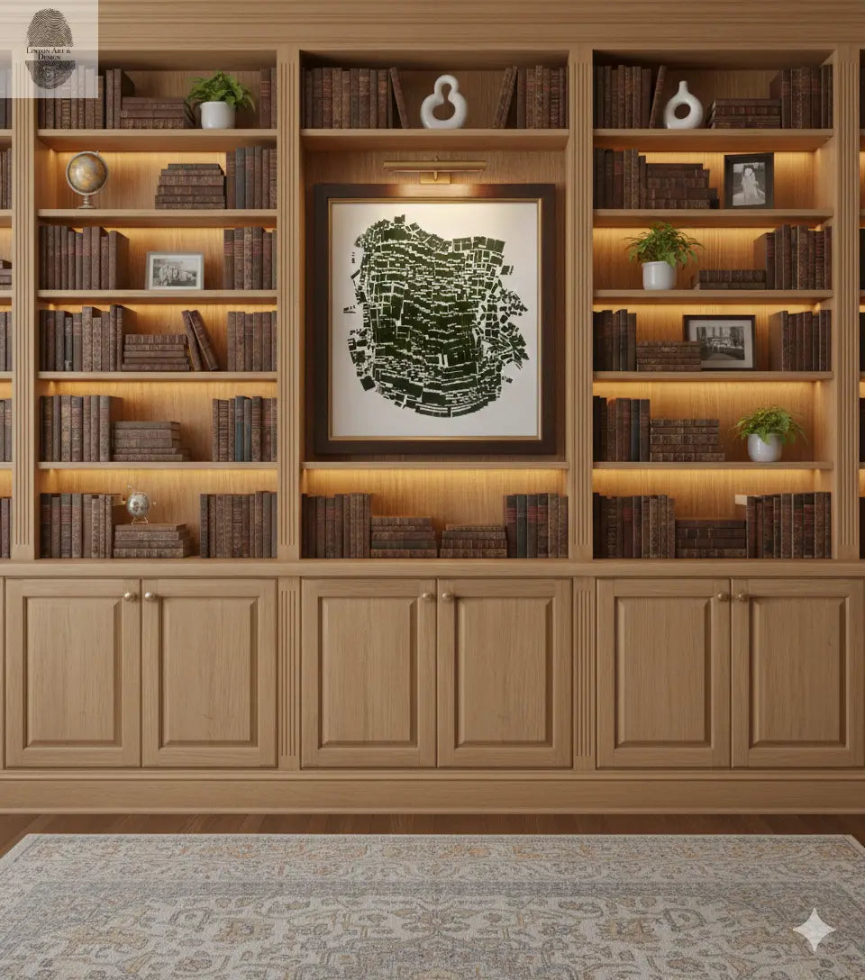 "Cooler Heads" Abstract Green letter Type MonoPrint 18x17 lintonart