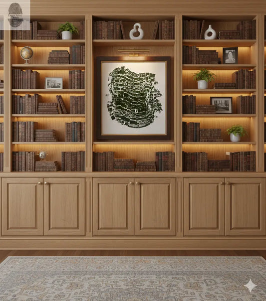 "Cooler Heads" Abstract Green letter Type MonoPrint 18x17 lintonart