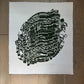 "Corralled" Abstract Green Letter Type MonoPrint 19.5x17 inches lintonart