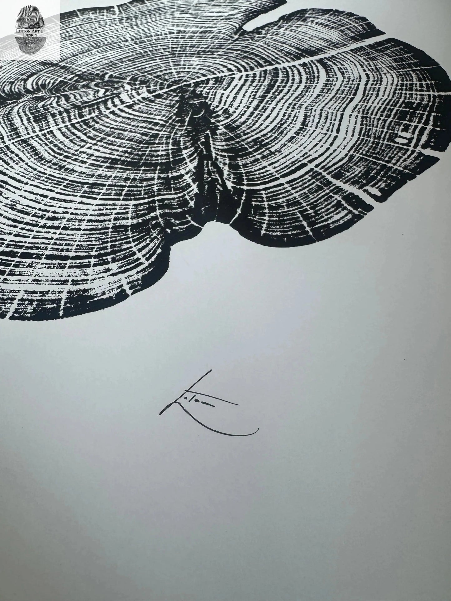 Cedar Tree Ring Print – Reno County, Kansas – 18x24 Original Signed Woodcut lintonart