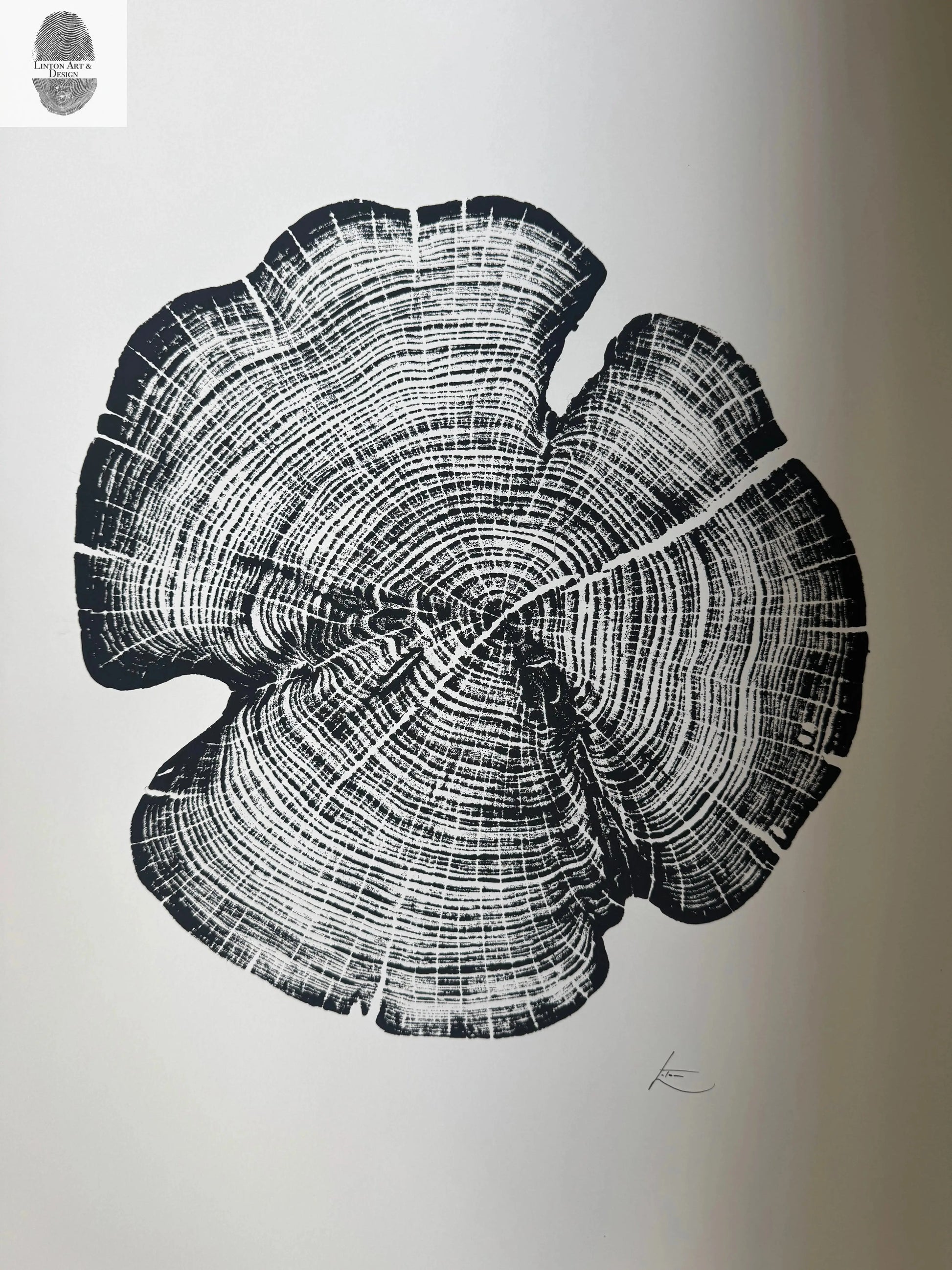 Cedar Tree Ring Print – Reno County, Kansas – 18x24 Original Signed Woodcut lintonart