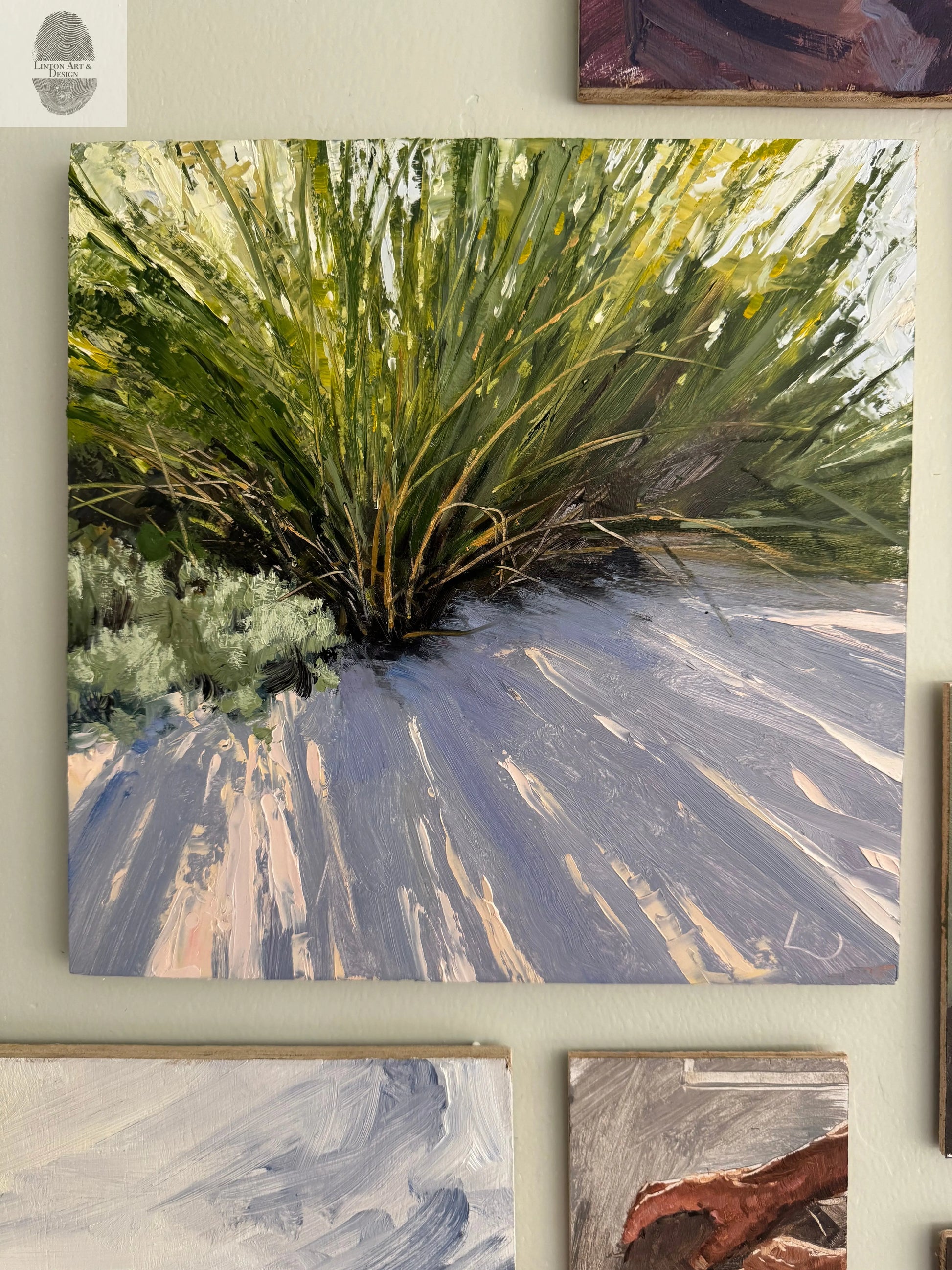 Desert Brush Oil Painting 12x12 inches lintonart