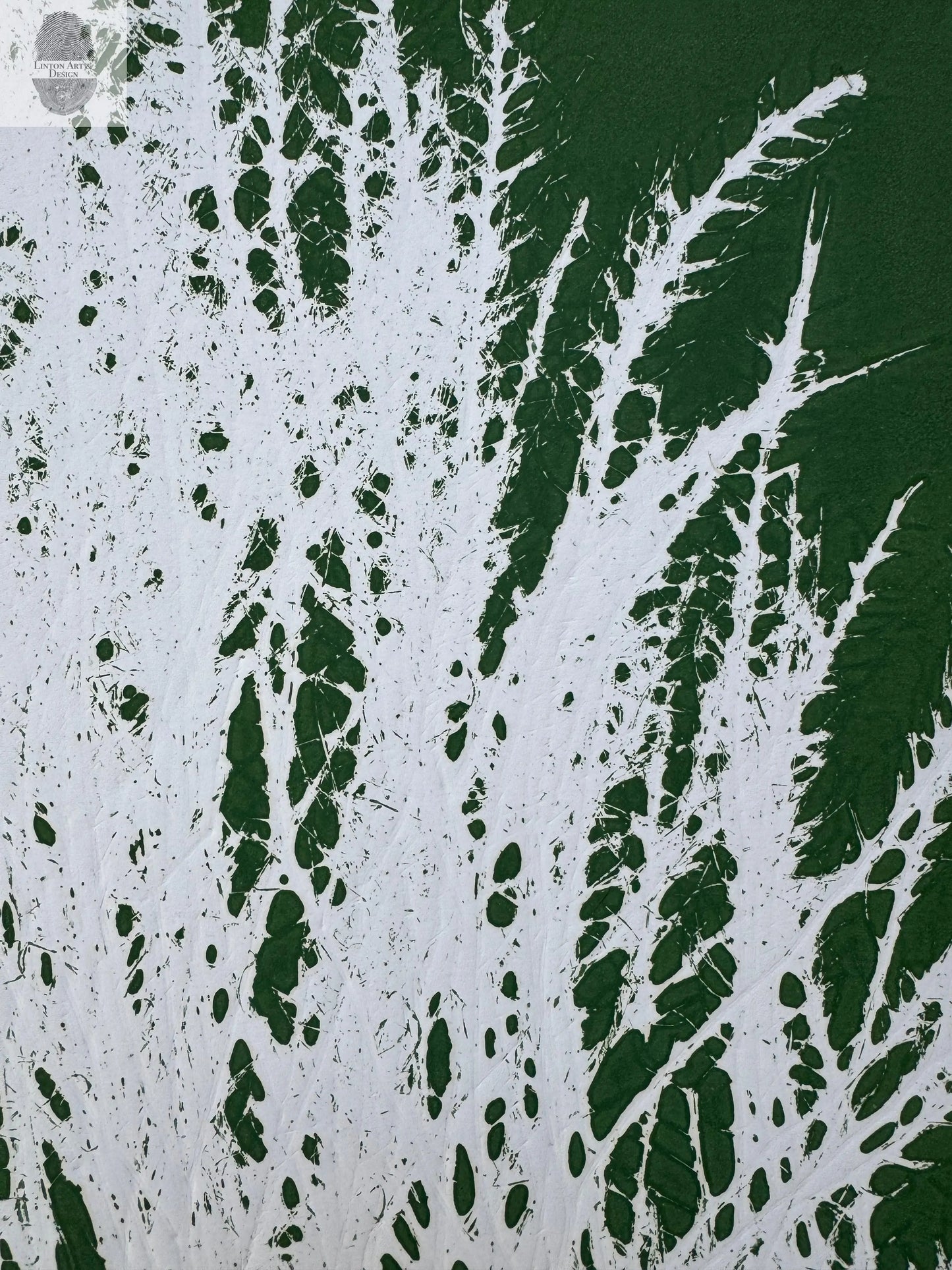 Dried Weeds Hand-Pressed Botanical Monotype on Green - Original MonoPrint 24x23 inches lintonart