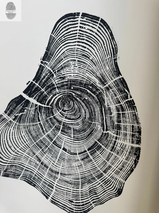 Handmade Pine Tree Ring Print – 18x24 Original Signed Woodcut from Sundance Utah lintonart