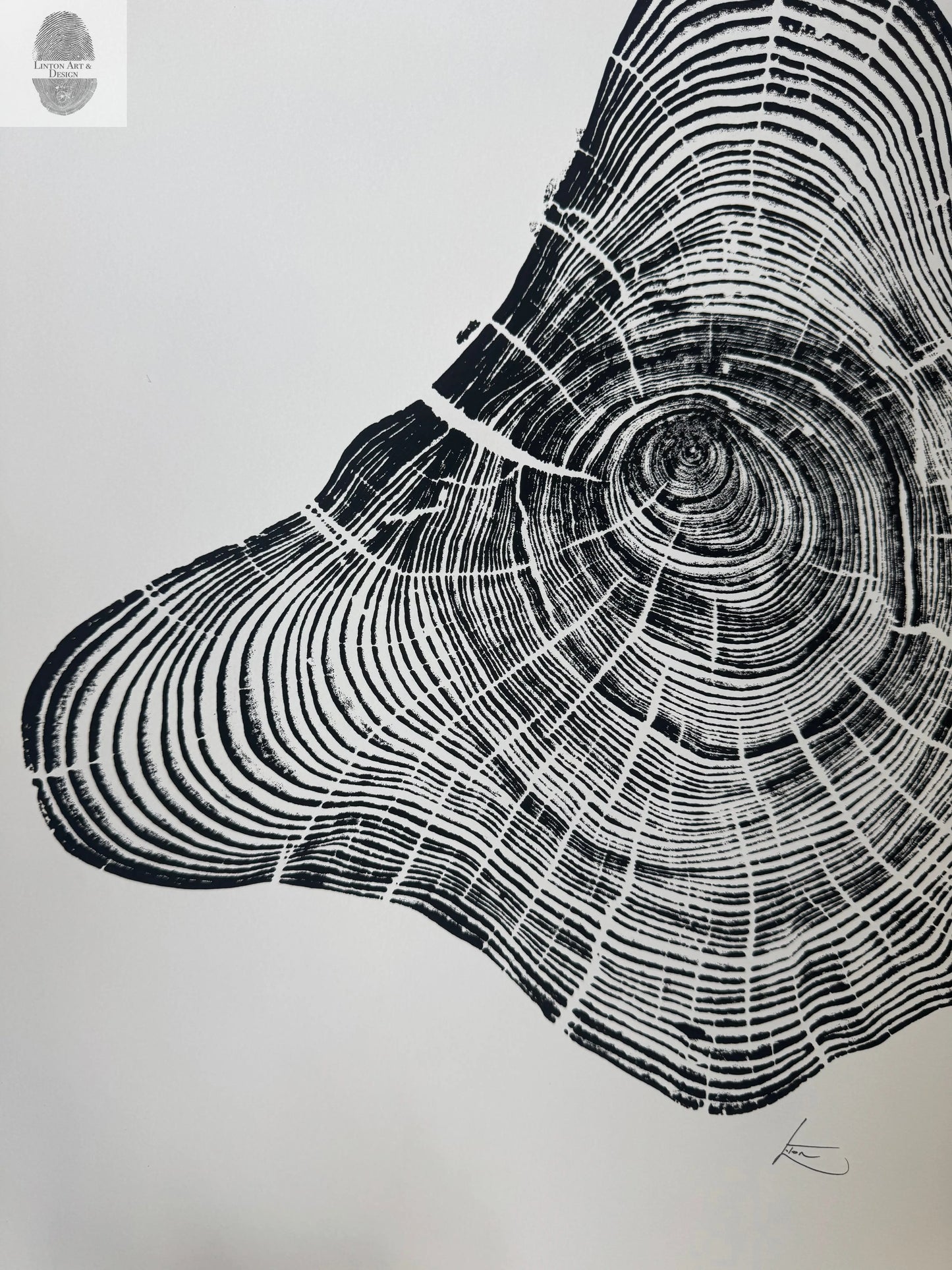 Handmade Pine Tree Ring Print – 18x24 Original Signed Woodcut from Sundance Utah lintonart