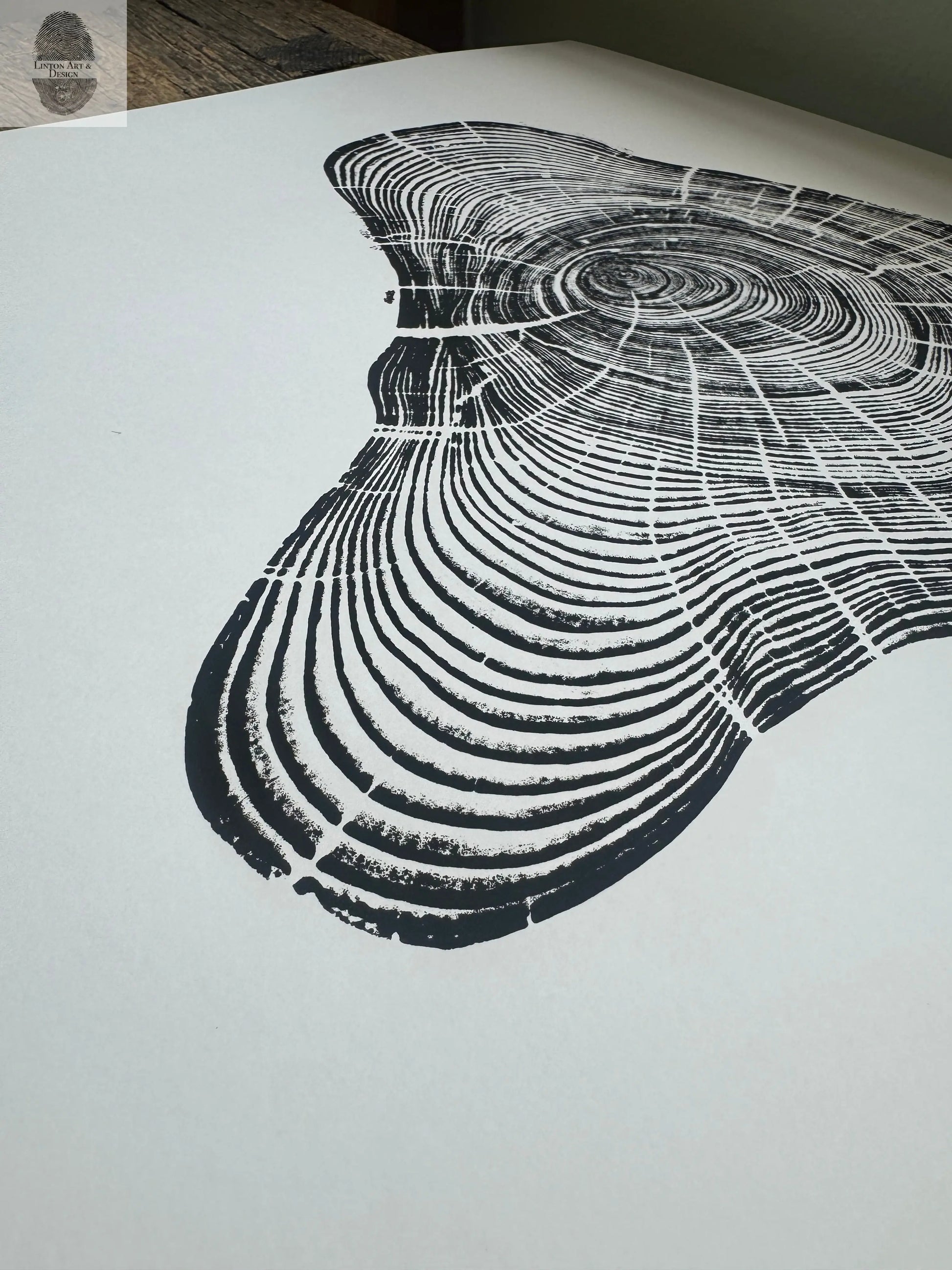 Handmade Pine Tree Ring Print – 18x24 Original Signed Woodcut from Sundance Utah lintonart