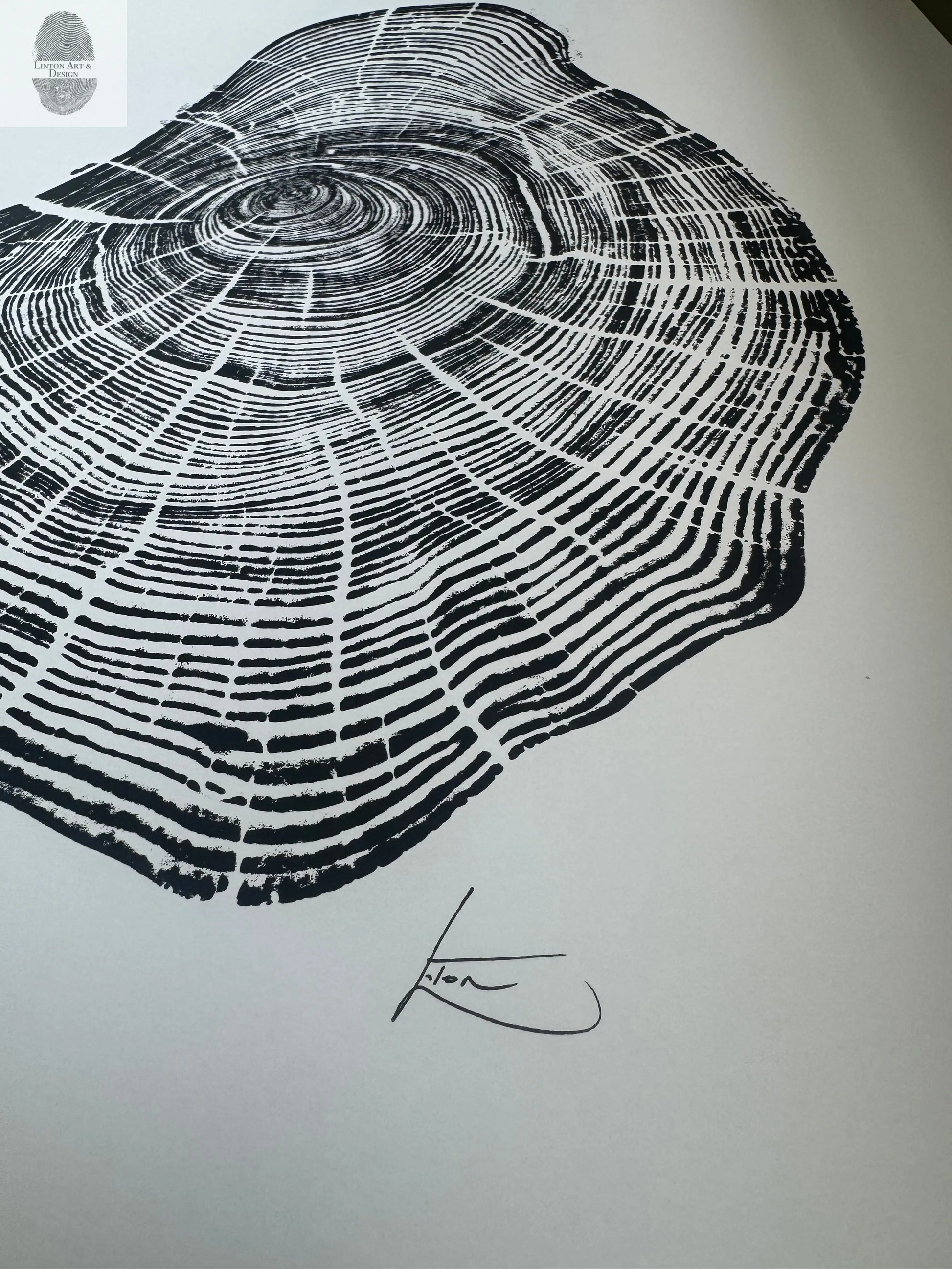 Handmade Pine Tree Ring Print – 18x24 Original Signed Woodcut from Sundance Utah lintonart