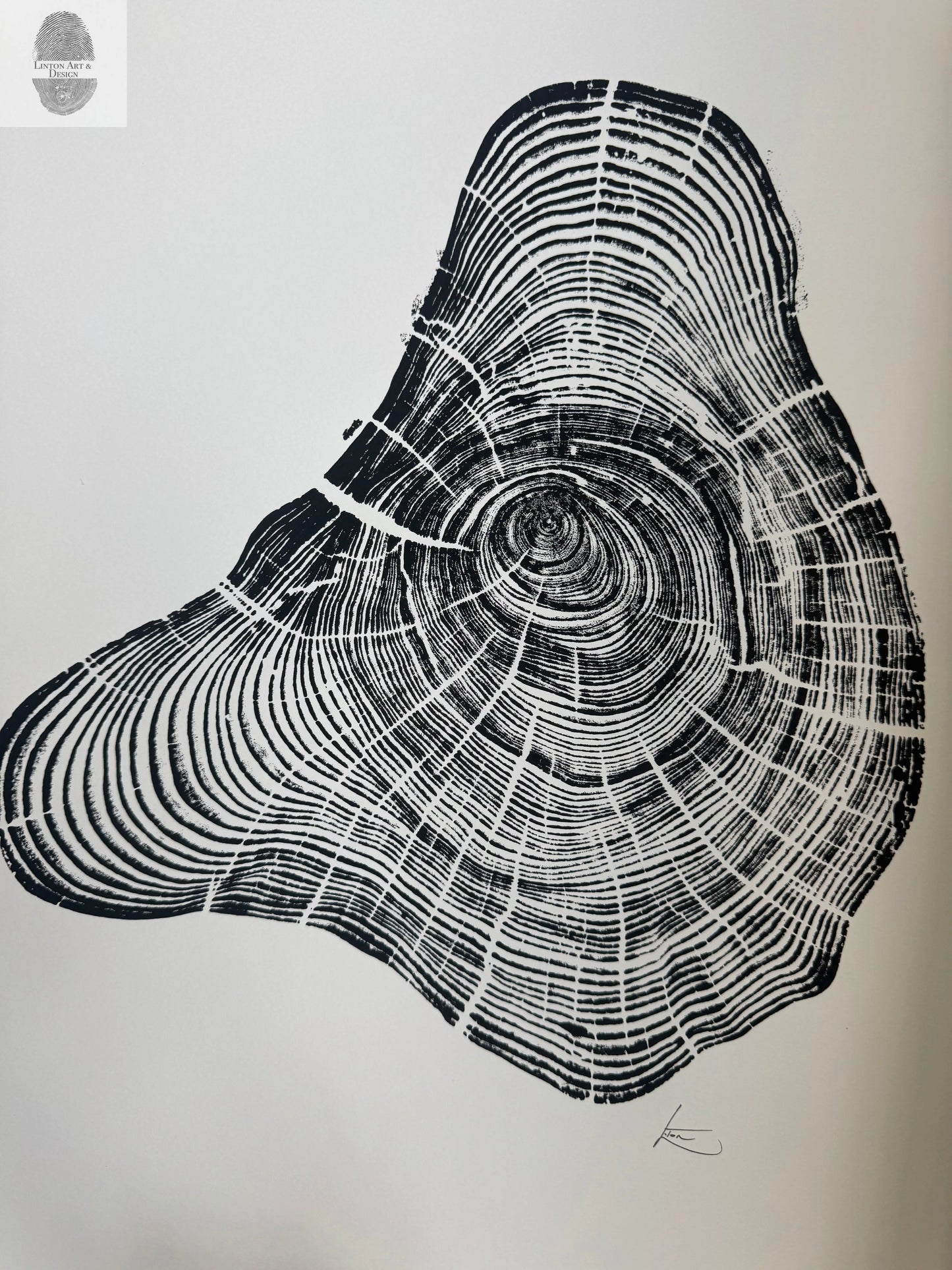 Handmade Pine Tree Ring Print – 18x24 Original Signed Woodcut from Sundance Utah lintonart