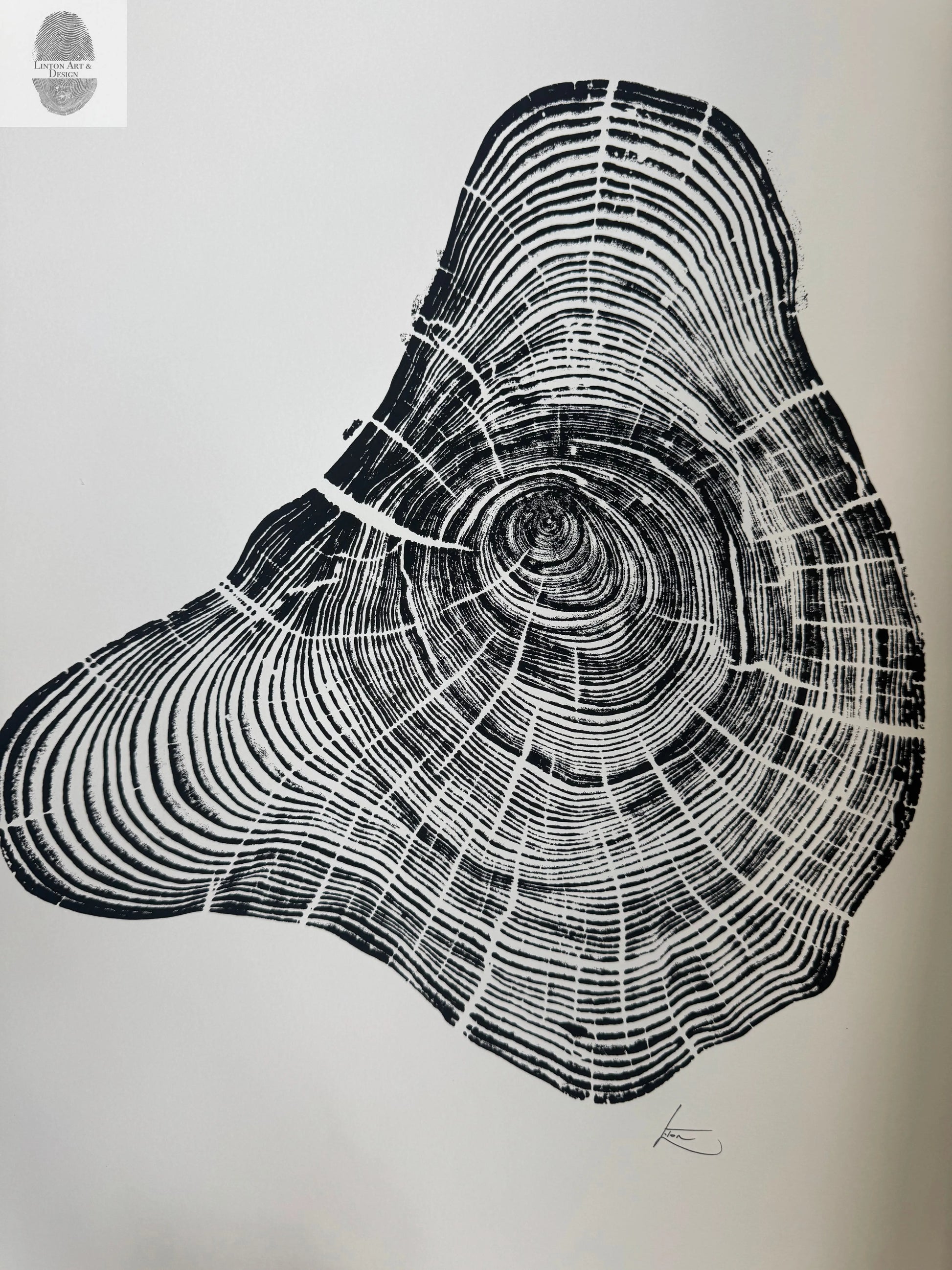 Handmade Pine Tree Ring Print – 18x24 Original Signed Woodcut from Sundance Utah lintonart