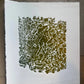 "Holding Pattern" Abstract Green Letter Type MonoPrint 18.75x21 inches lintonart