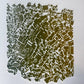 "Holding Pattern" Abstract Green Letter Type MonoPrint 18.75x21 inches lintonart
