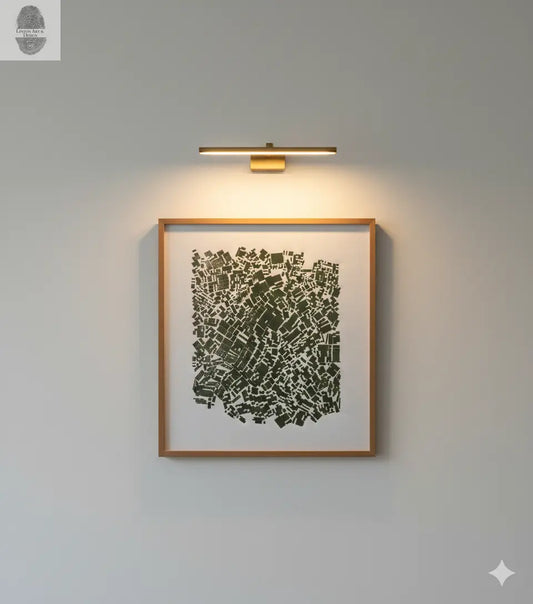 "Holding Pattern" Abstract Green Letter Type MonoPrint 18.75x21 inches lintonart