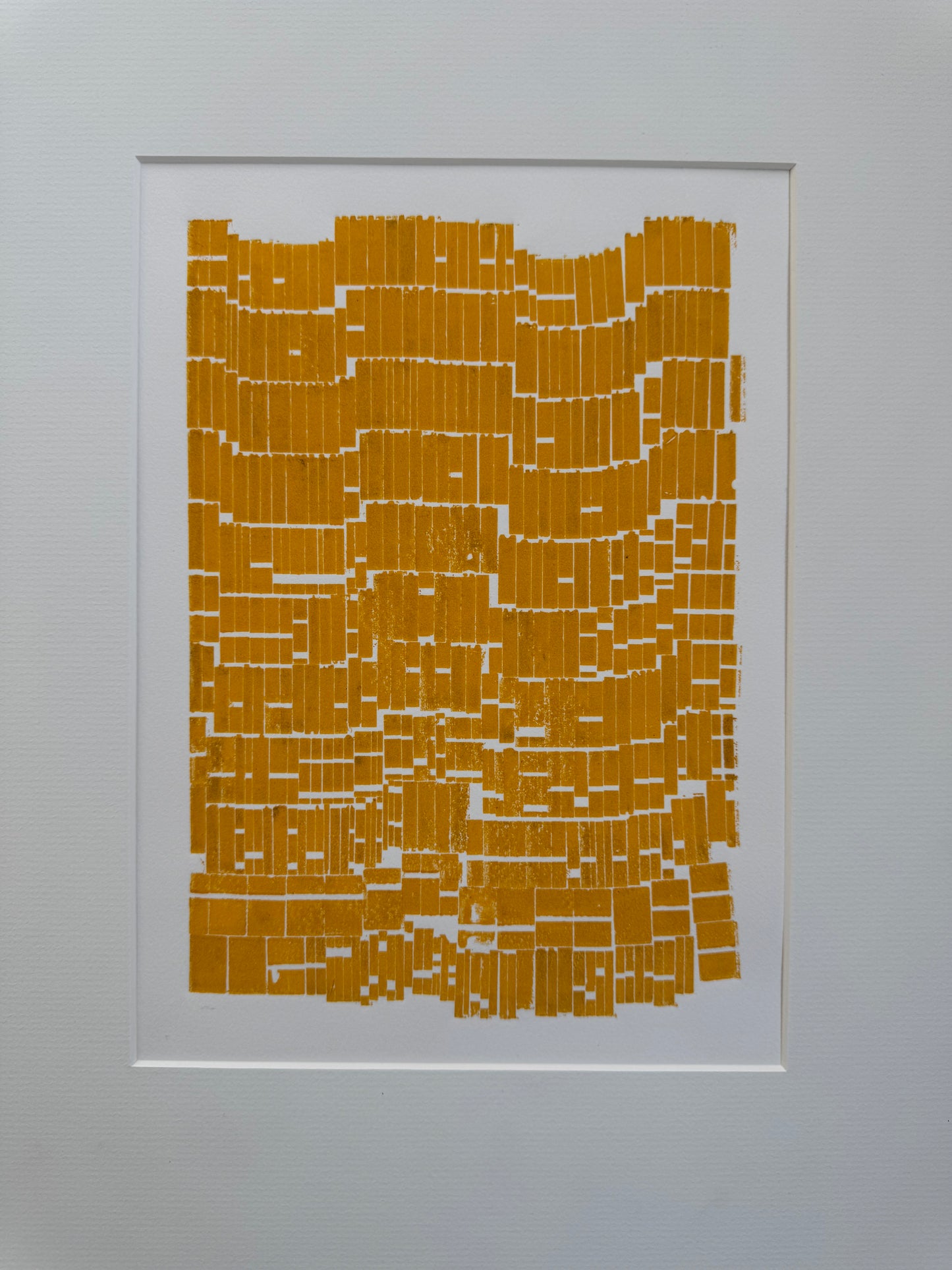 Yellow Abstract Letter Type Print, Matted, 16x19.5 inches