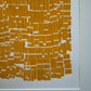 Yellow Abstract Letter Type Print, Matted, 16x19.5 inches