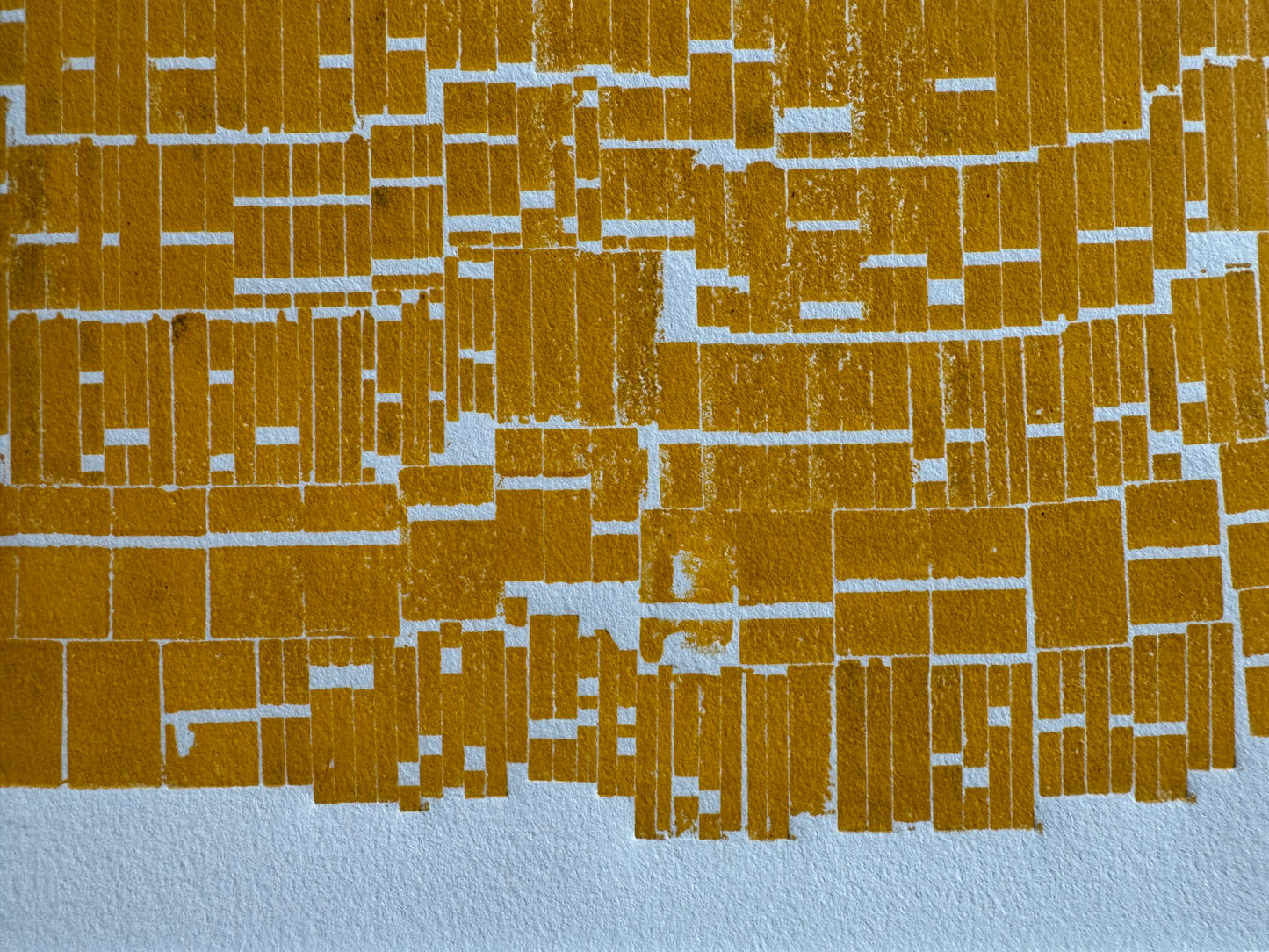 Yellow Abstract Letter Type Print, Matted, 16x19.5 inches