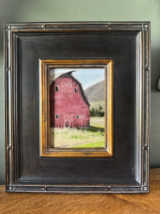The Old Red Barn. 5x7 Original Oil Painting