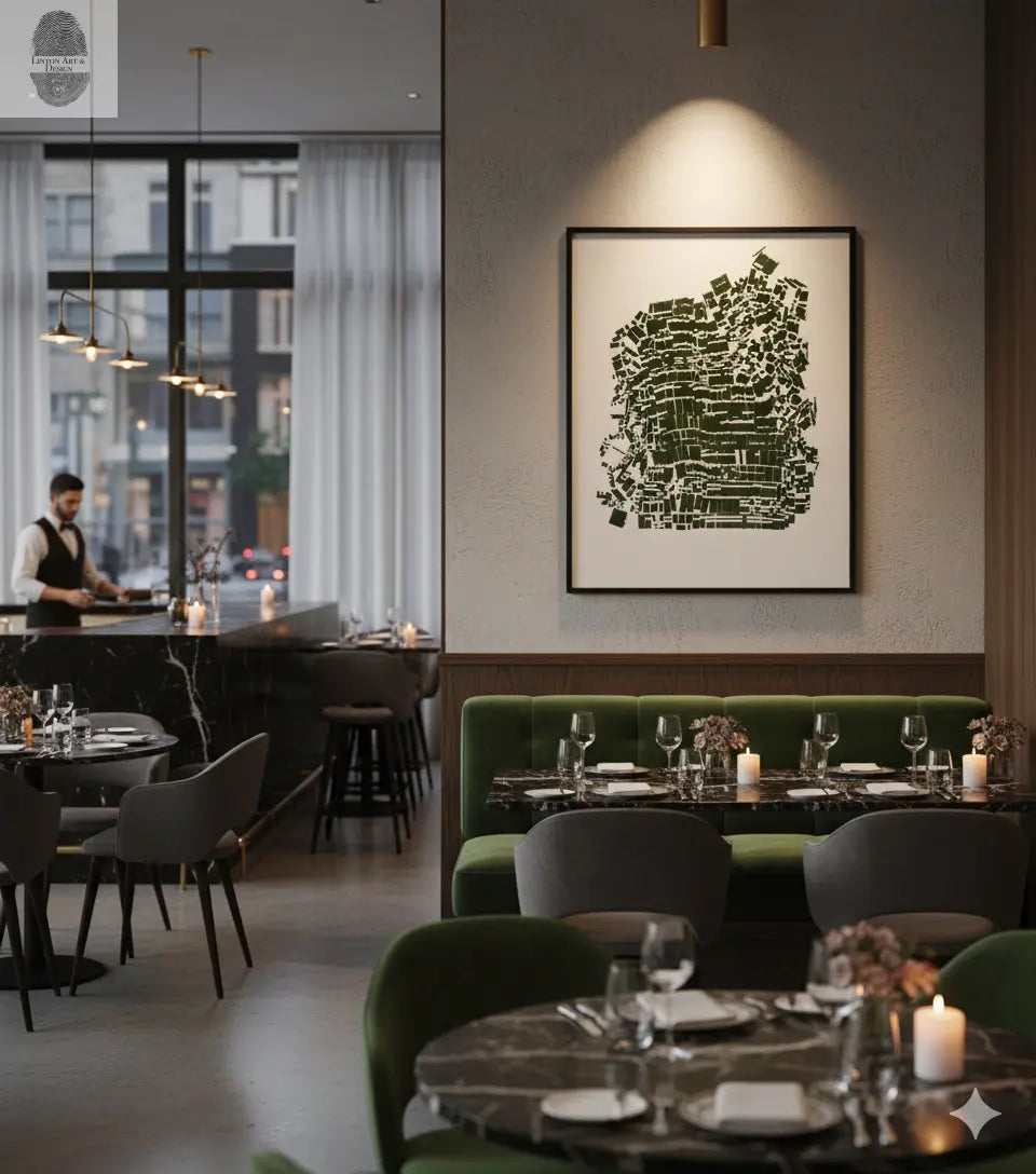 "Keep It Together" Abstract Green letter Type MonoPrint 19x16 inches lintonart