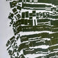 "Landslide" Abstract Green letter Type MonoPrint 21.5x16 inches lintonart
