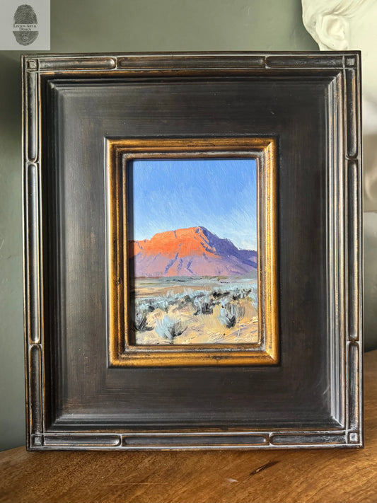 Last Light on the Butte. 5x7 Original Oil Painting lintonart