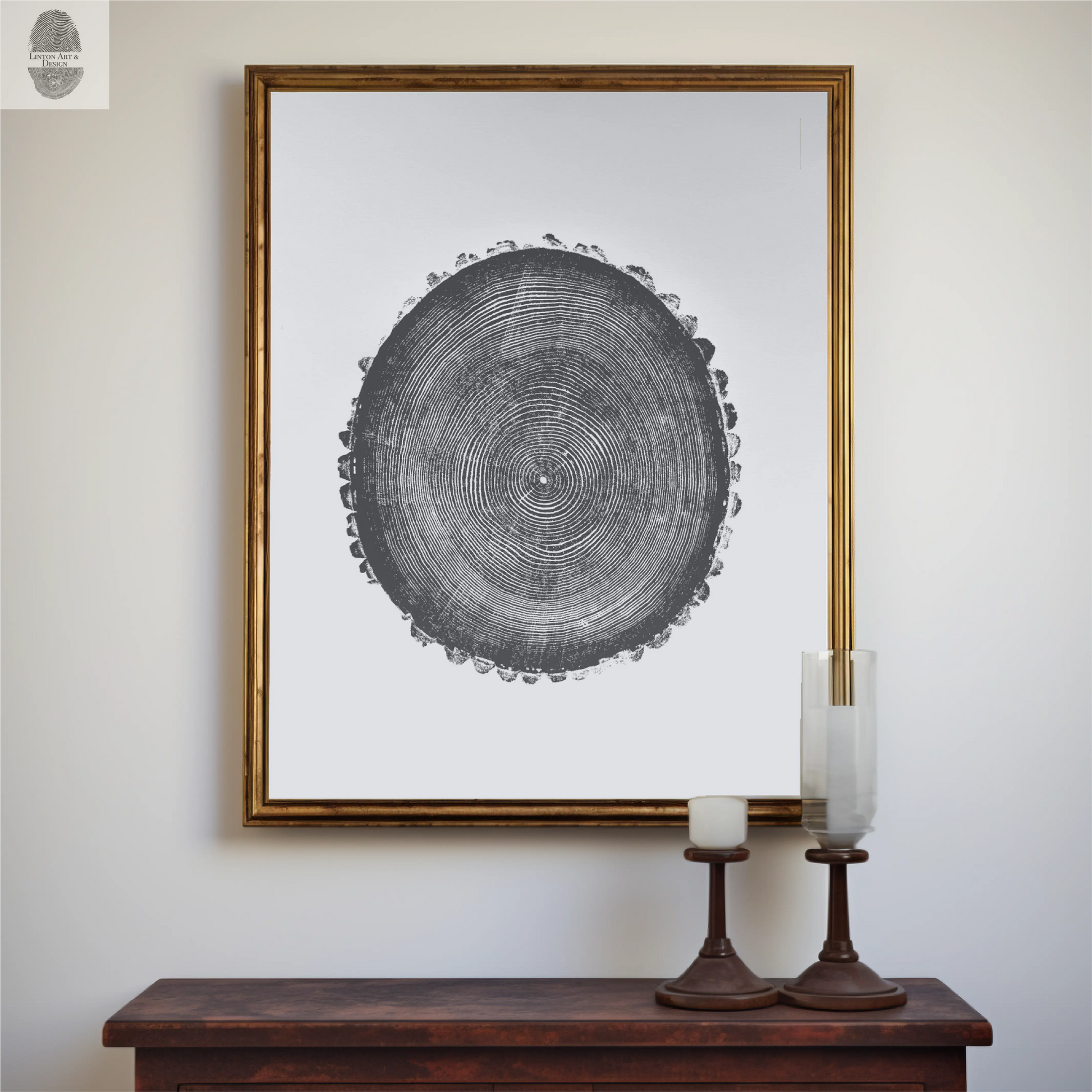 New Hampshire Ash, Sanbornton, Ash tree Art, Tree ring print, dendrology, nature inspired, Linton Art, Woodblock Print lintonart