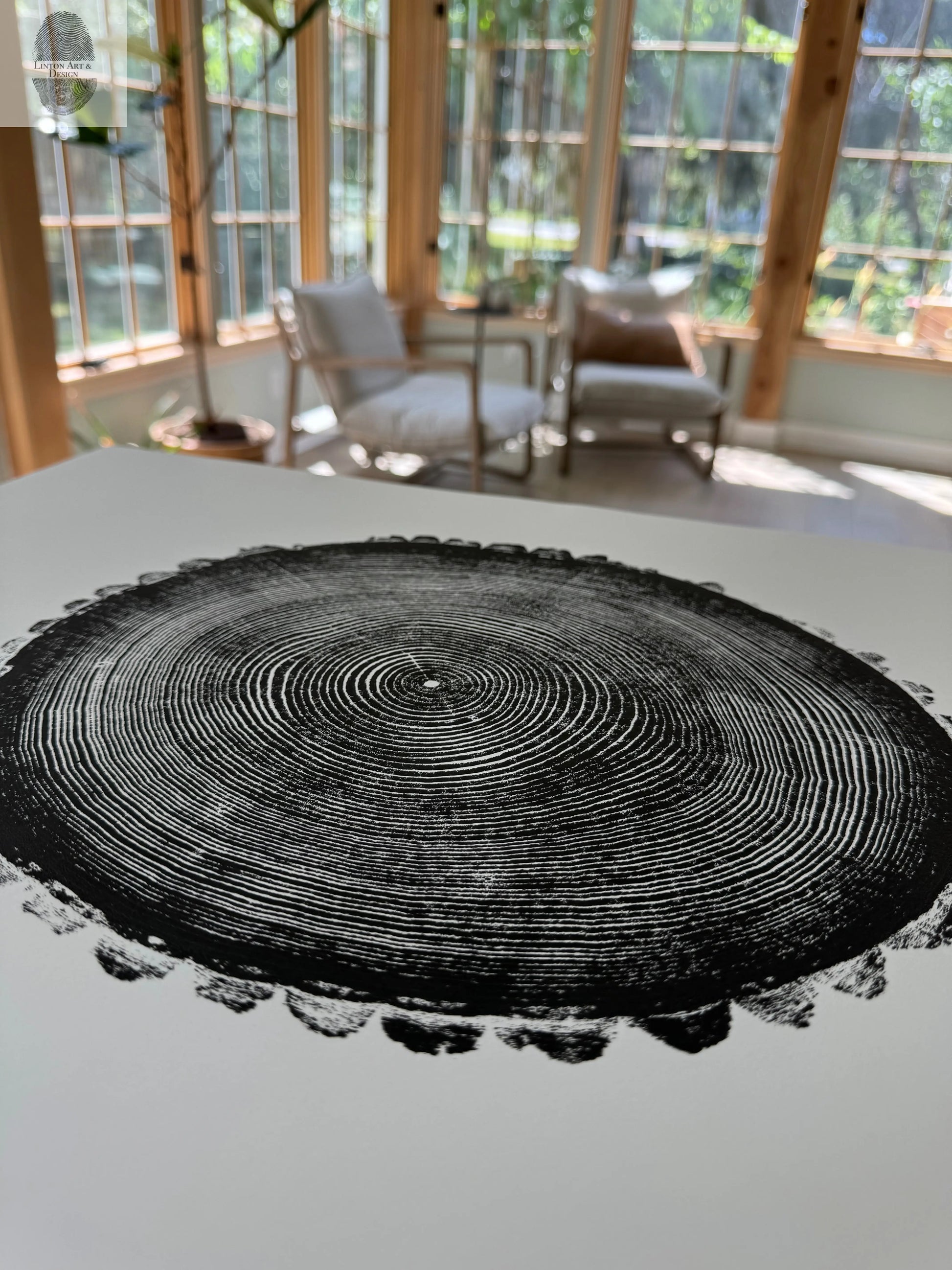 New Hampshire Ash, Sanbornton, Ash tree Art, Tree ring print, dendrology, nature inspired, Linton Art, Woodblock Print lintonart