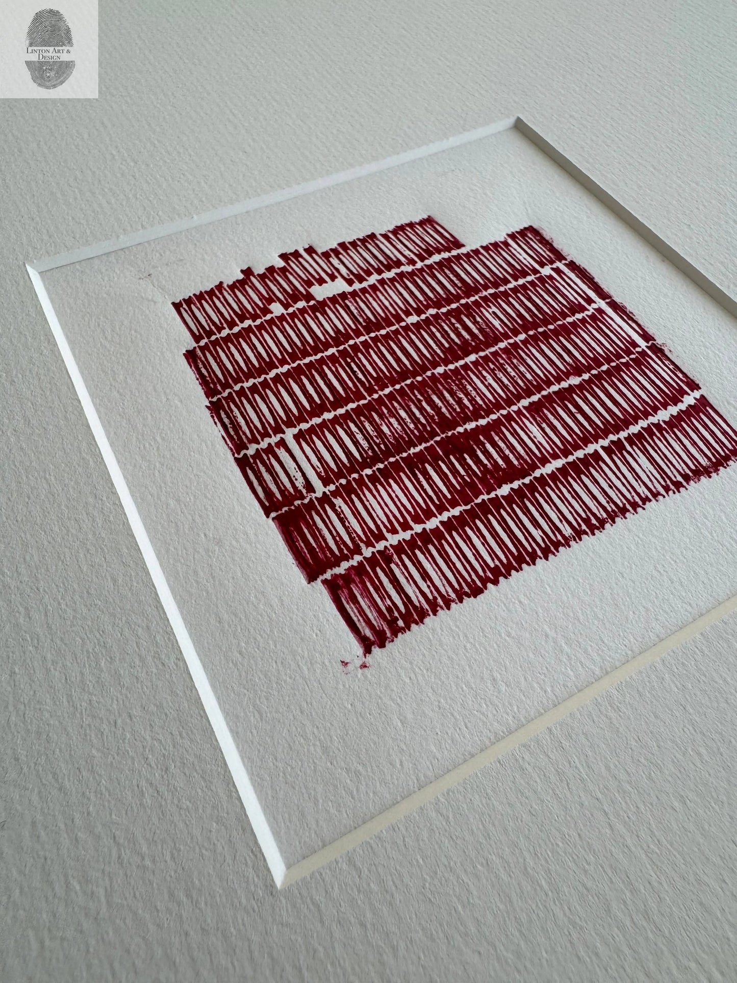 Original Letter Type Print, Abstract Monoprint, Matted, 14.5x14.5 inches lintonart