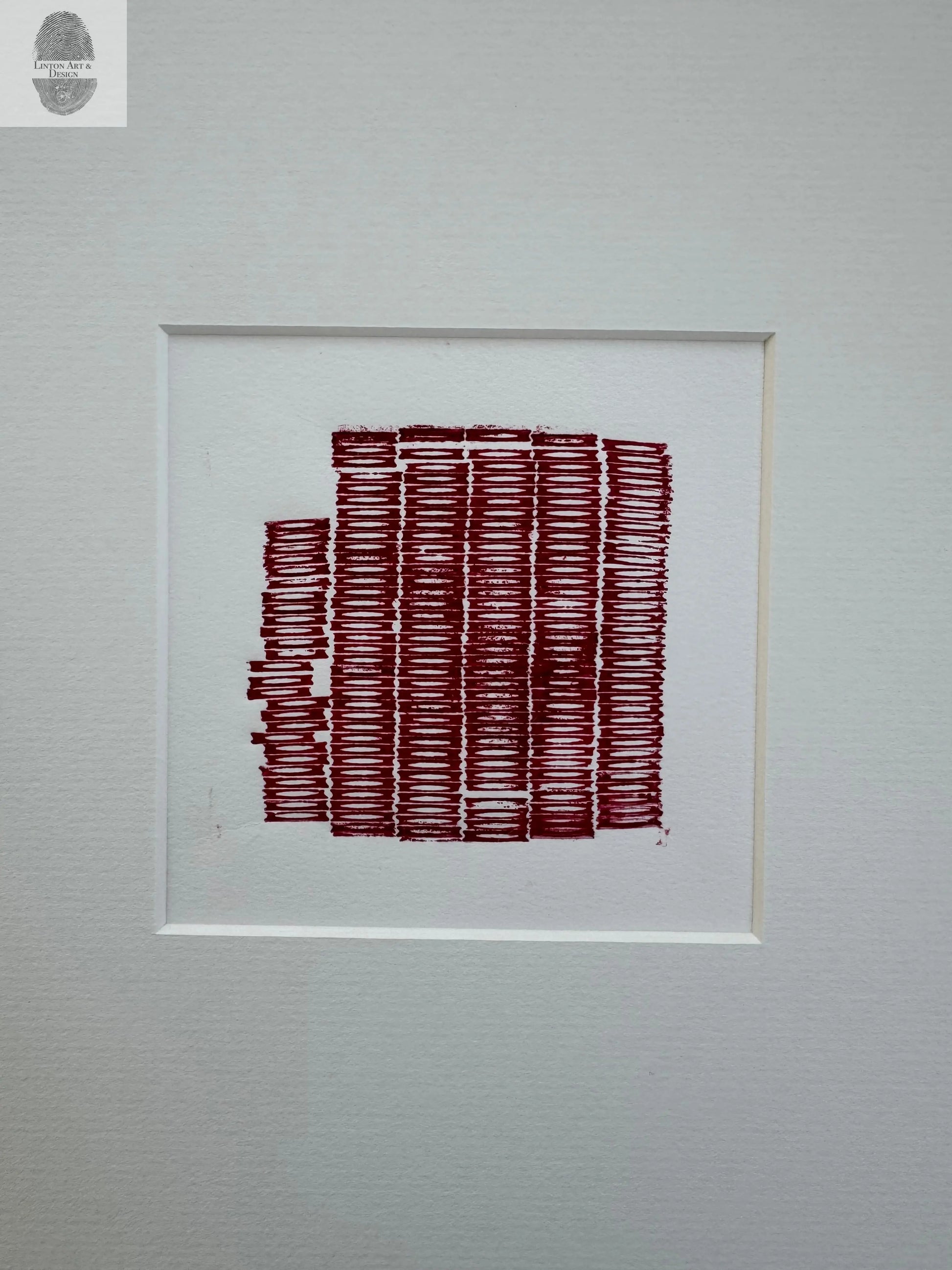 Original Letter Type Print, Abstract Monoprint, Matted, 14.5x14.5 inches lintonart