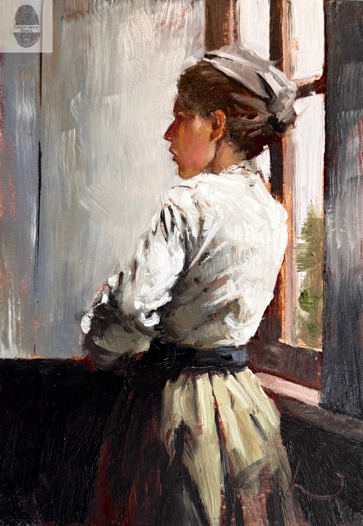 Original Oil Painting, 5x7 inches. "Laissez Faire" lintonart