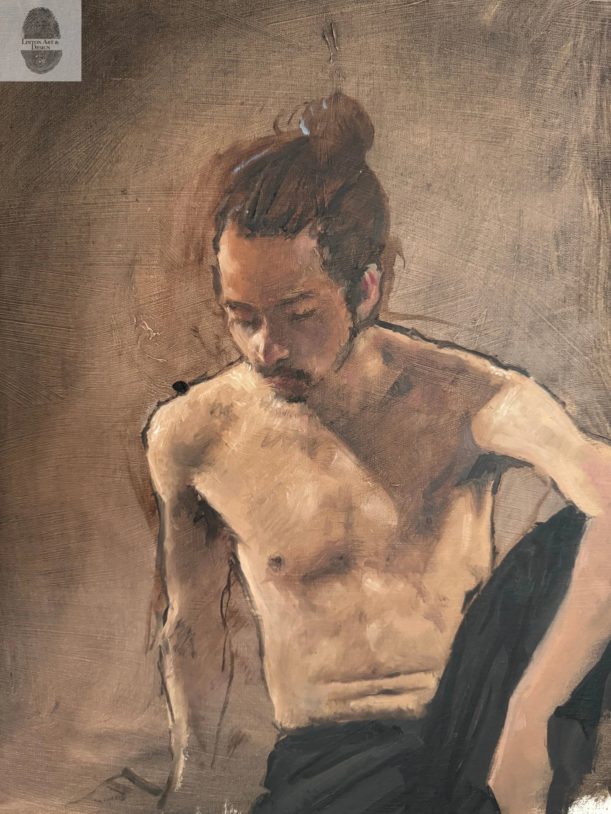 Original Oil painting Male Figure Study. 14x18 inches lintonart