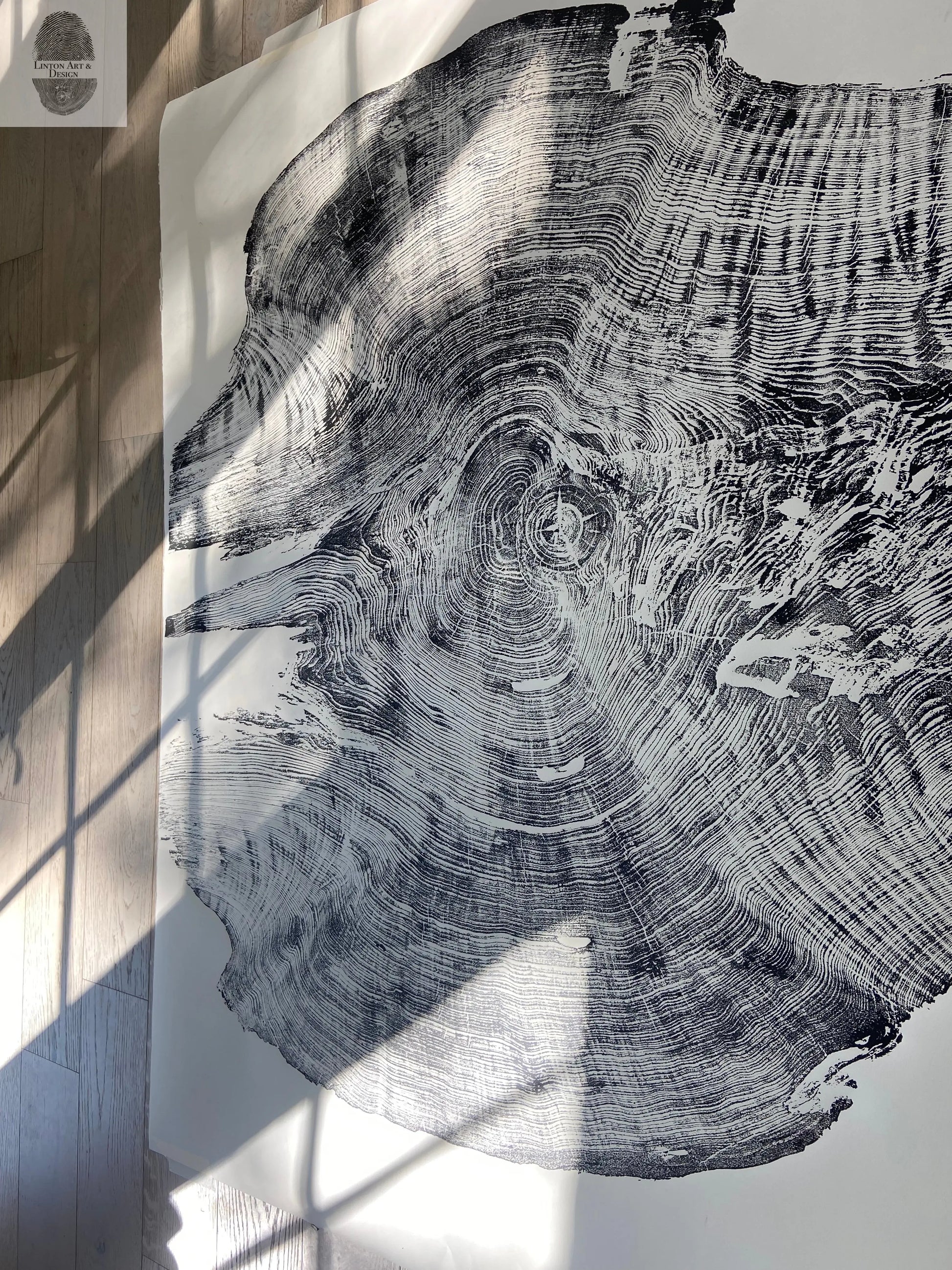 Redwood Tree, Tree Ring Print, California Coast, Wood Slice Wall Art, Huge Wall Art, Natural Wood Slices 52”x72” lintonart