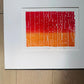 "Stacks" Abstract Red and Orange Letter Type MonoPrint 19x16 inches. Matted lintonart