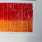 "Stacks" Abstract Red and Orange Letter Type MonoPrint 19x16 inches. Matted lintonart