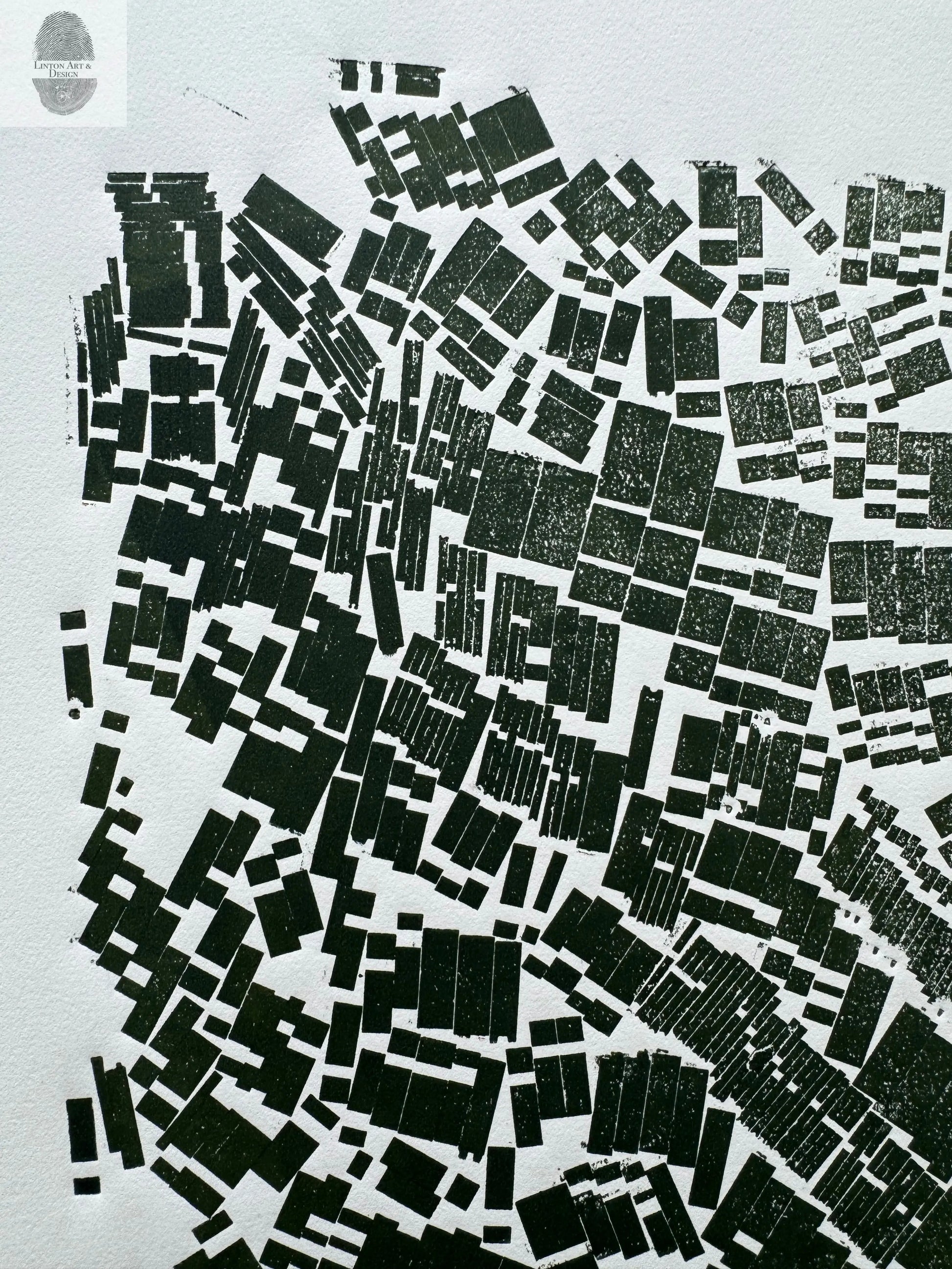 "Stay in Line", Green Letter Type, Monotype, 13.5X22.5 inches lintonart