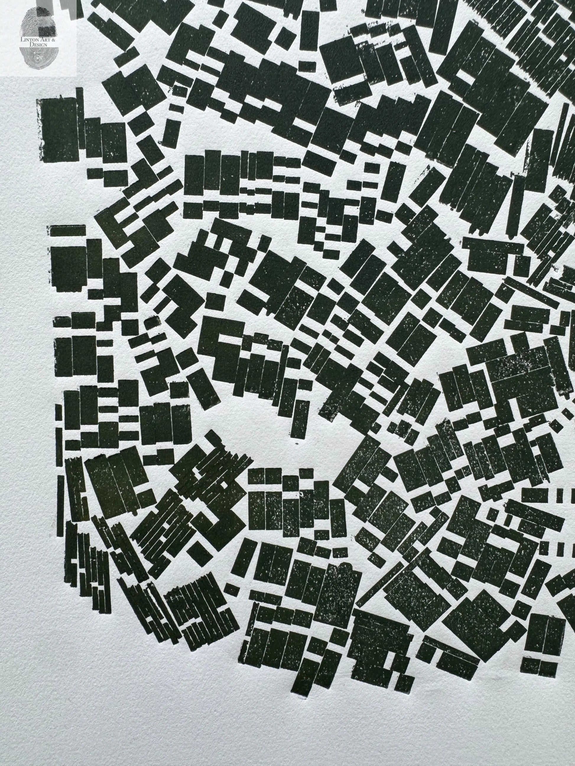 "Stay in Line", Green Letter Type, Monotype, 13.5X22.5 inches lintonart