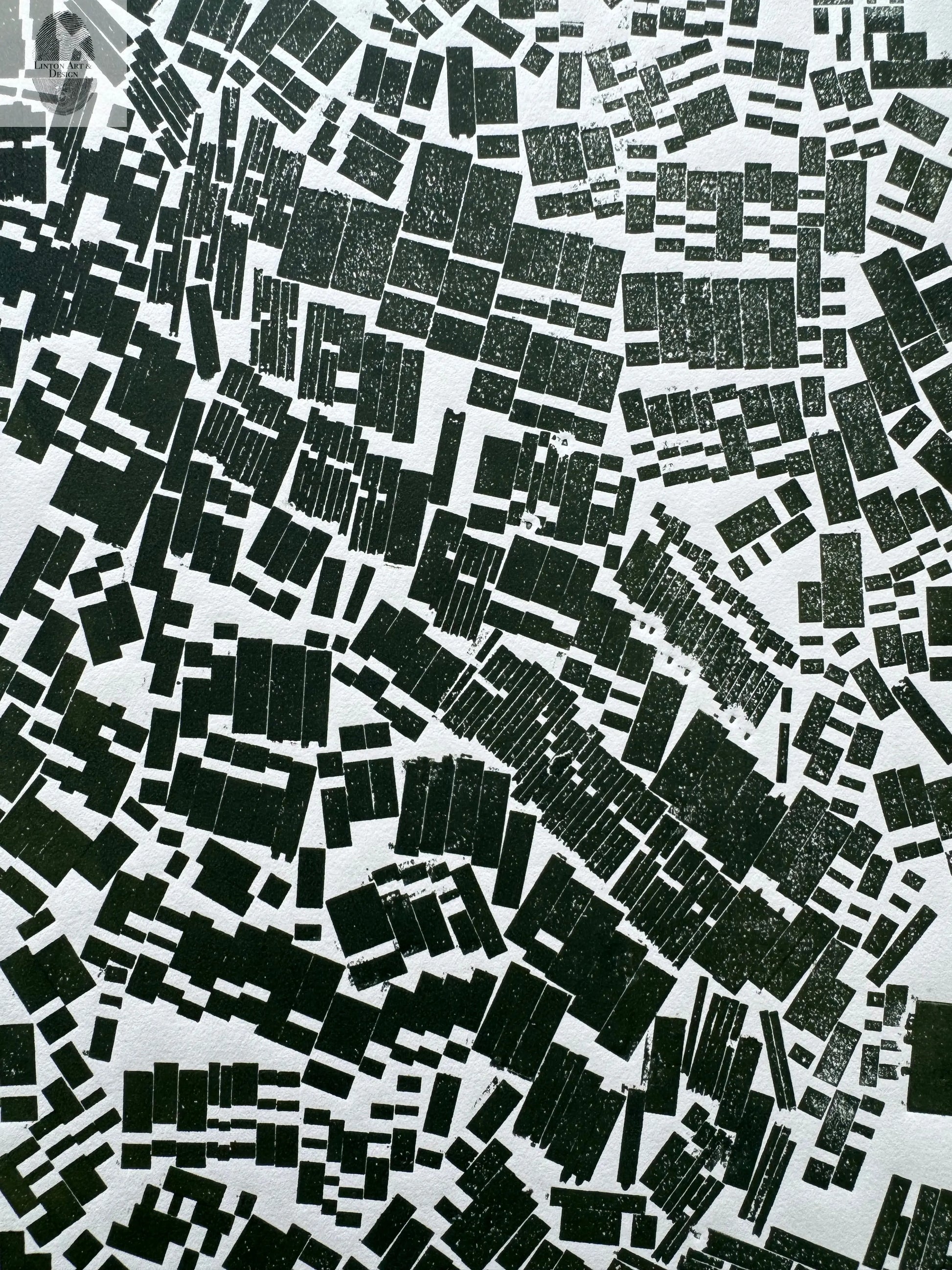 "Stay in Line", Green Letter Type, Monotype, 13.5X22.5 inches lintonart