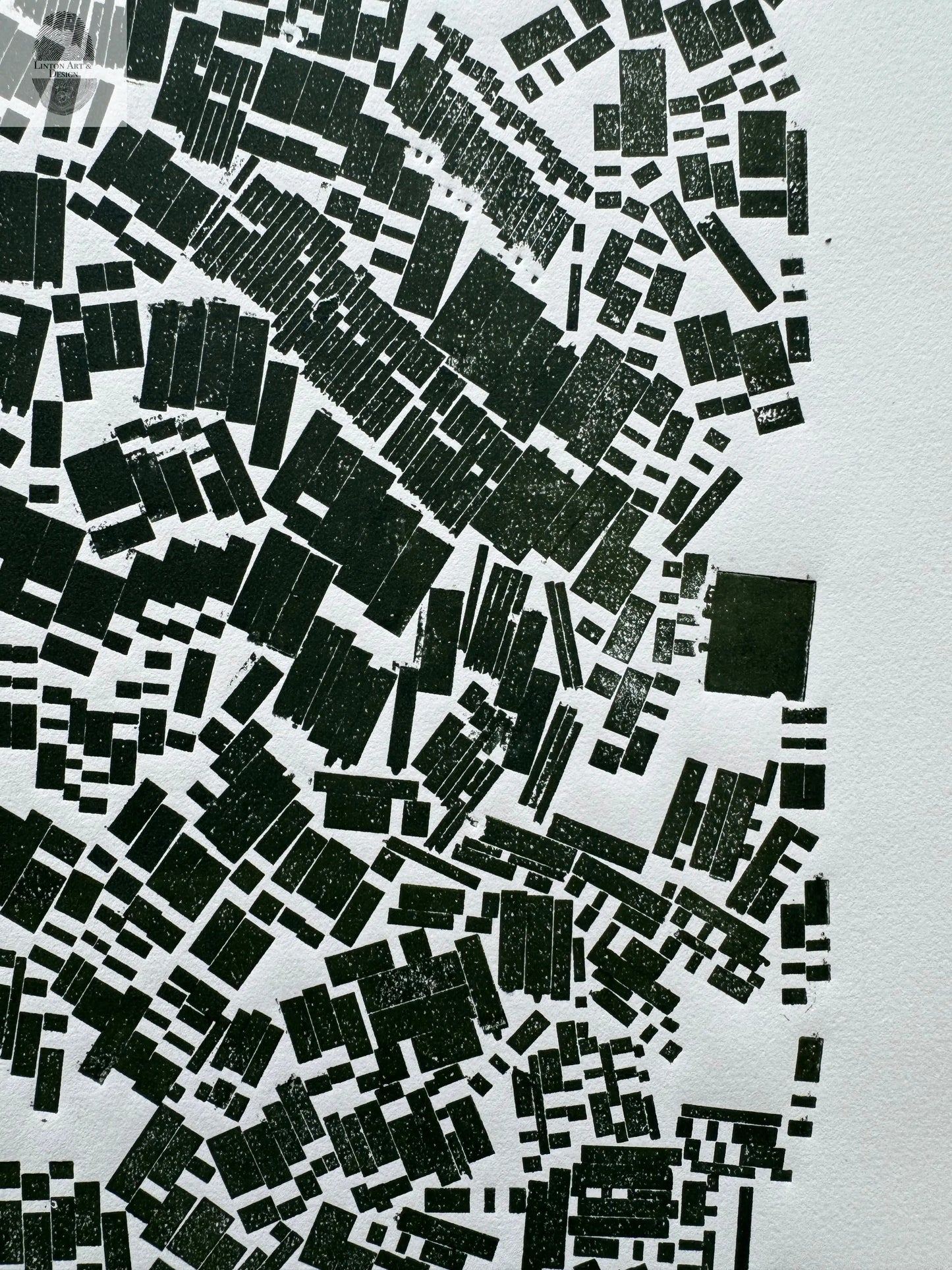 "Stay in Line", Green Letter Type, Monotype, 13.5X22.5 inches lintonart
