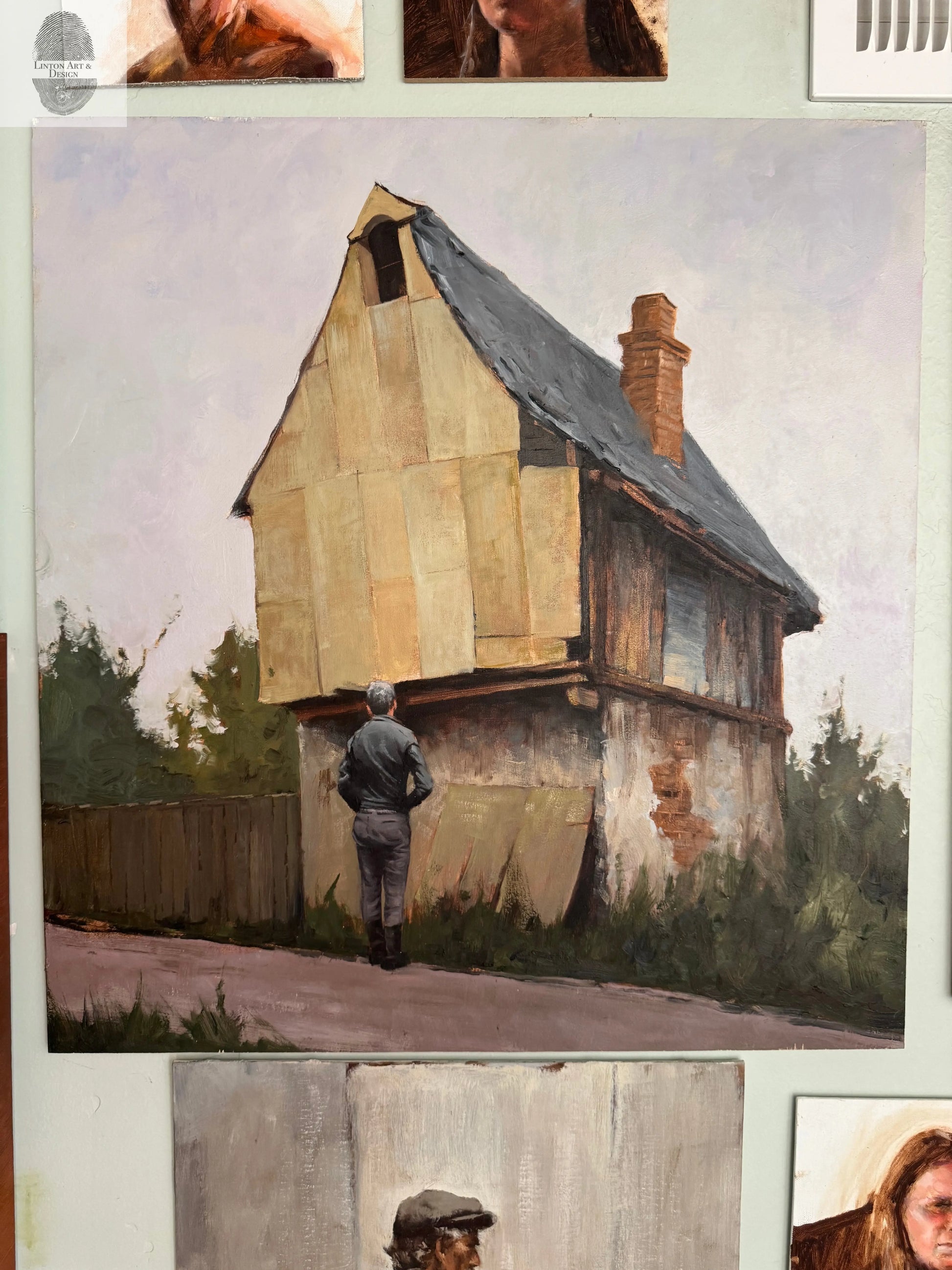 The Potemkin Village. Original oil painting. 25.5x24 inches lintonart