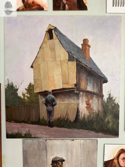 The Potemkin Village. Original oil painting. 25.5x24 inches lintonart