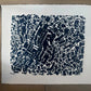 "Traffic Jam" Abstract Blue Letter Type MonoPrint 17.5x15 lintonart