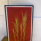 Green Reeds Hand-Pressed Botanical Monotype on Crimson - Original Print 2x364 inches