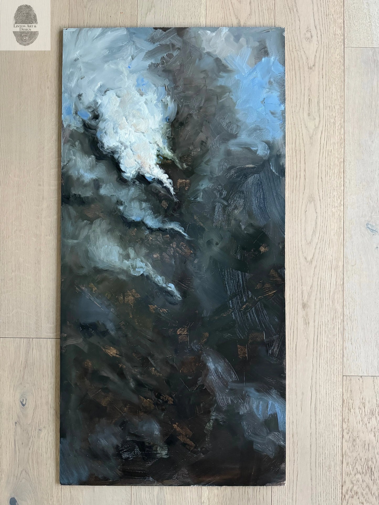 World on Fire, Original oil painting 24x49 inches lintonart