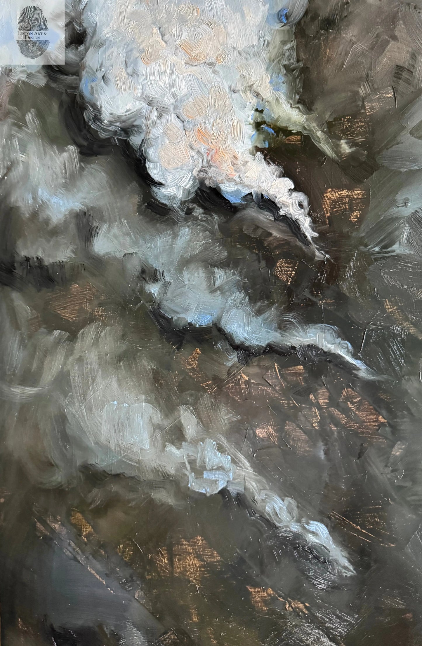 World on Fire, Original oil painting 24x49 inches lintonart