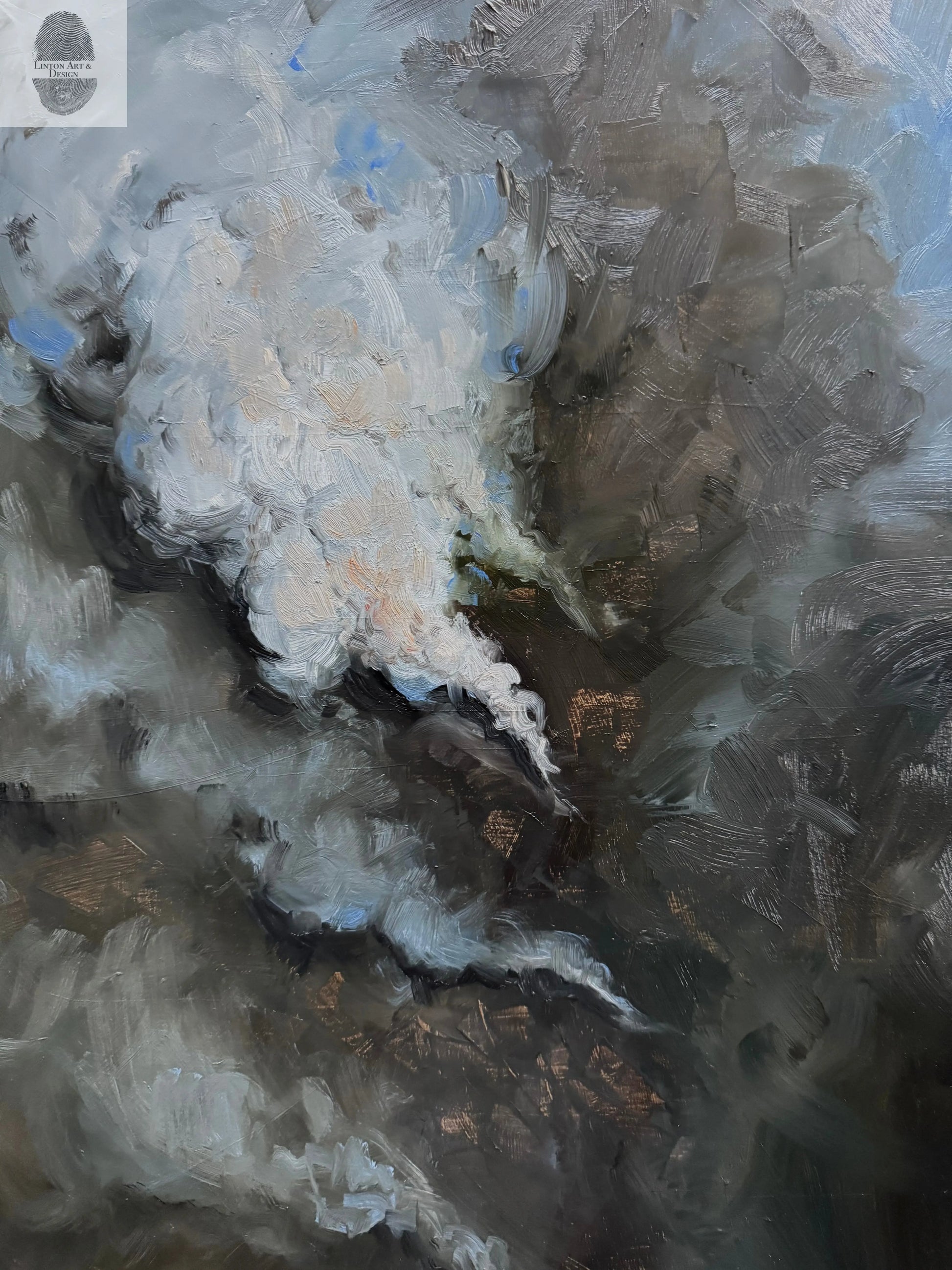 World on Fire, Original oil painting 24x49 inches lintonart